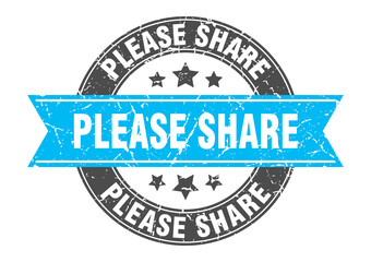 please share round stamp with ribbon. label sign