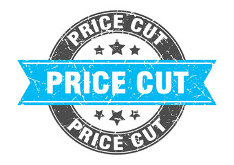 price cut round stamp with ribbon. label sign