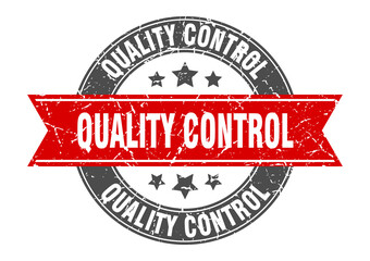 quality control round stamp with ribbon. label sign