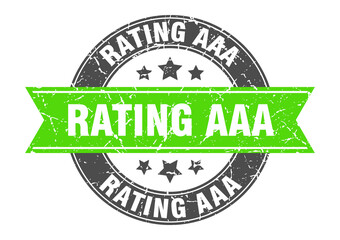 rating aaa round stamp with ribbon. label sign
