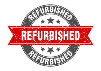 refurbished round stamp with ribbon. label sign
