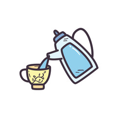 tea kettle with cup line and fill style icon vector design
