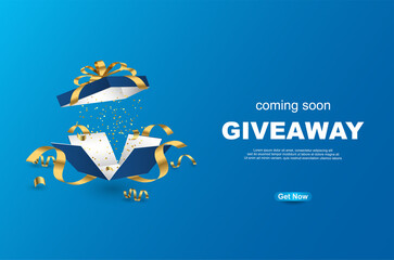 Open textured blue box with giveaway