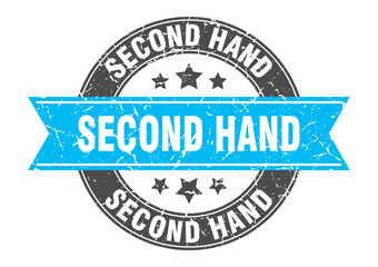 second hand round stamp with ribbon. label sign