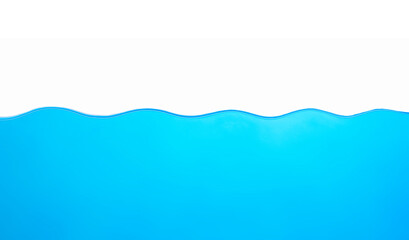 Blue water splashs wave surface with bubbles of air on white background.