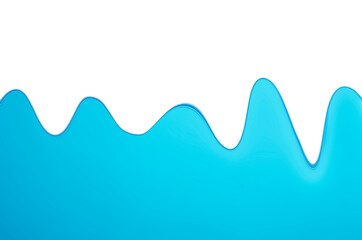 Blue water splashs wave surface with bubbles of air on white background.