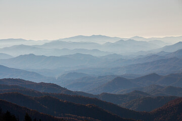 Smoky mountains in the fog