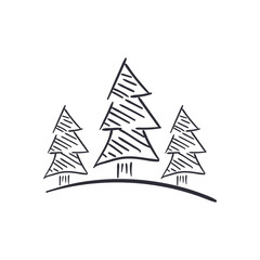 Fototapeta premium Merry christmas pine trees line style icon vector design