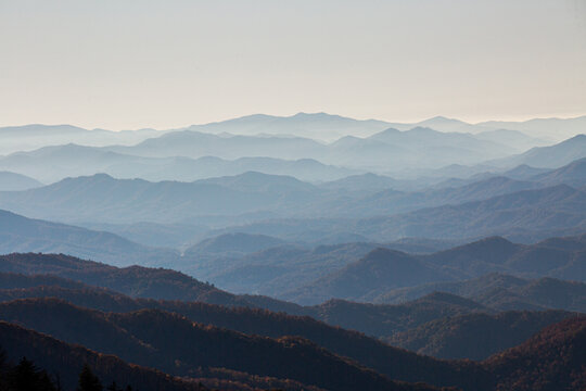 Smoky mountains in the fog