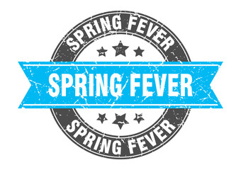 spring fever round stamp with ribbon. label sign