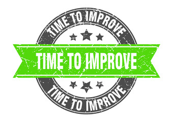 time to improve round stamp with ribbon. label sign