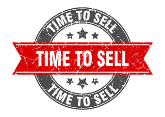 time to sell round stamp with ribbon. label sign