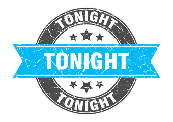 tonight round stamp with ribbon. label sign