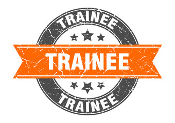 trainee round stamp with ribbon. label sign