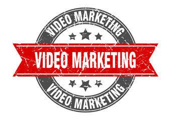 video marketing round stamp with ribbon. label sign