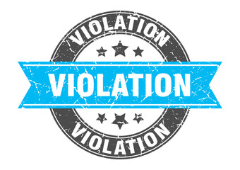 violation round stamp with ribbon. label sign