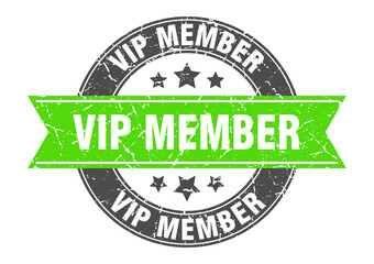 vip member round stamp with ribbon. label sign