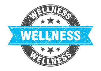 wellness round stamp with ribbon. label sign