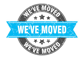 we've moved round stamp with ribbon. label sign