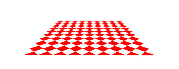 red and white harlequin pattern floor. perspective view 