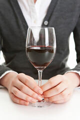 woman holding wine