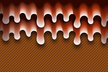 Flowing chocolate on wafer