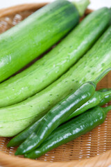 cucumber and green pepper