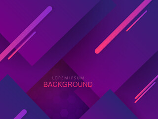 Geometric composition with a gradient of blue and purple shades with a set of squares and stripes