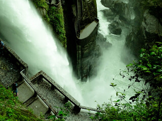 Devil waterfall in Baños, Ecuador