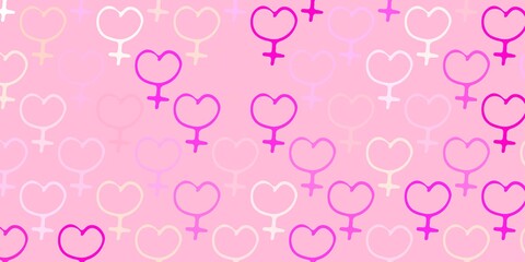 Light Pink vector backdrop with woman's power symbols.