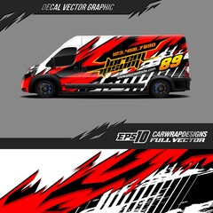 Cargo van decal graphic design. Abstract stripe racing background designs for wrap race car, pickup truck, adventure vehicle. Eps 10 © zoulgraphic