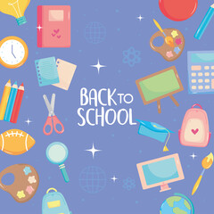 back to school design with cute related icons around