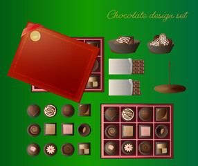 チョコレートを詰め合わせたチョコのデザインセット