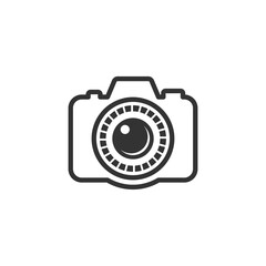 camera vector illustration. good for camera icon, photography, or videography industry. simple line art flat with grey color style