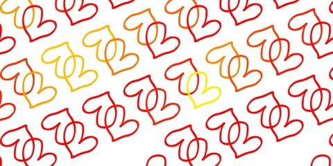 Light Orange vector template with doodle hearts.