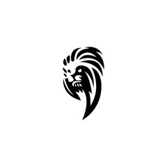 Lion Head  Black And White  Vector Logo Design  Illustration  Template