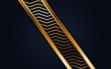 Abstract dark navy tech background with gold line