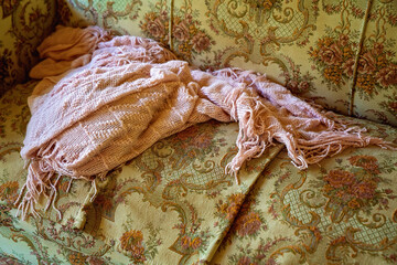 Vintage Shawl On Brocade Chair From Yesteryear