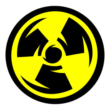 Radioactive biohazard symbol with sharp shredded spinning effect