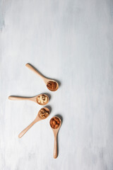 nuts on spoons
