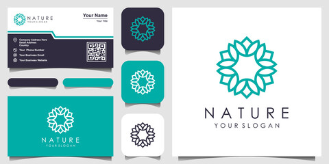 Naklejka premium Minimalist elegant floral rose logo design for beauty, Cosmetics, yoga and spa. logo and business card design
