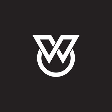 abstract letter wo simple geometric overlapping line logo vector