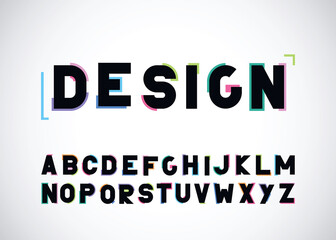 modern abstract color font and alphabet with an inking
