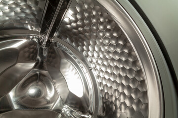 Iron drum of washing machine close up