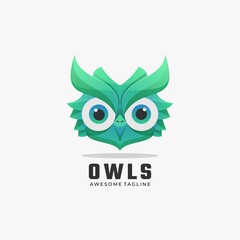 Vector Logo Illustration Owl Gradient Colorful Style.