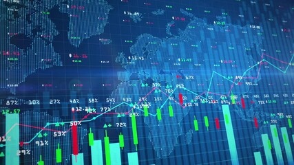 Digital Stock exchange market chart or forex trading graph and candlestick chart suitable for financial investment. Financial Investment trends for business background concept.