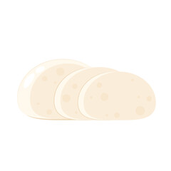 Mozzarella cheese on white background.