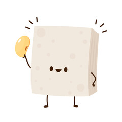 Tofu character design on white background.