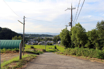 Obraz premium Housing complex in a village and paddy field in Asuka, Nara