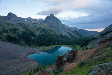 Backpacking and pack rafting in the San Juan Mountains of the Colorado Rockies in the Mount Sneffels Wilderness around Blue Lakes near Ouray